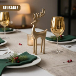 Geezy Gold Reindeer Statue Christmas Standing Deer Ornament Xmas Mantle Figurine Decor - thumbnail 7