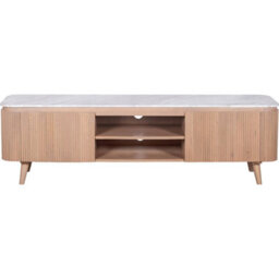 Wyld Haus Boston Natural Oak And Brown Marble 2 Door Tv Unit - thumbnail 2