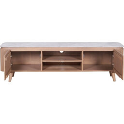 Wyld Haus Boston Natural Oak And Brown Marble 2 Door Tv Unit - thumbnail 4