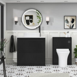 Royal Bathrooms Royal Bathroom Elmore 800mm Matt Nocturne Black Freestanding Countertop Bathroom Vanity Unit 2 Drawer With Lyon Basin - thumbnail 5