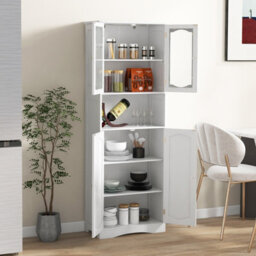 Costway 164 Cm Tall Bathroom Cabinet Freestanding Floor Cabinet-White - thumbnail 8