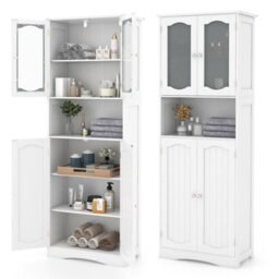 Costway 164 Cm Tall Bathroom Cabinet Freestanding Floor Cabinet-White - thumbnail 9