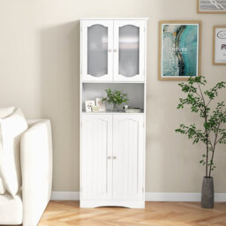 Costway 164 Cm Tall Bathroom Cabinet Freestanding Floor Cabinet-White - thumbnail 7