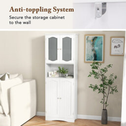 Costway 164 Cm Tall Bathroom Cabinet Freestanding Floor Cabinet-White - thumbnail 5