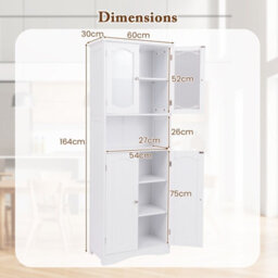 Costway 164 Cm Tall Bathroom Cabinet Freestanding Floor Cabinet-White - thumbnail 2