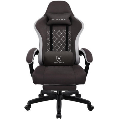 Gtplayer Fabric Gaming Chair With Footrest, Computer Chairs For Adults With Pocket Spring Cushion Ergonomic For Home Office, Brown - image 1