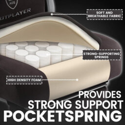 Gtplayer Fabric Gaming Chair With Footrest, Computer Chairs For Adults With Pocket Spring Cushion Ergonomic For Home Office, Brown - thumbnail 7
