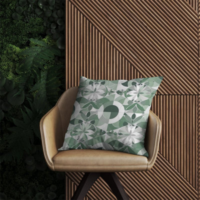 Warren Reed Designer Geometric Pastel Green Outdoor Cushion 60Cm X 60Cm