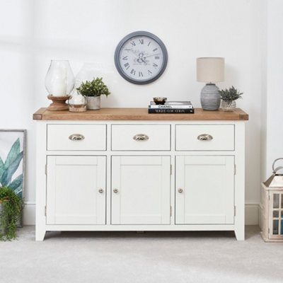The Furniture Market Cheshire White Painted Large 3 Drawer 3 Door Sideboard - image 1