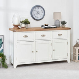 The Furniture Market Cheshire White Painted Large 3 Drawer 3 Door Sideboard - thumbnail 2