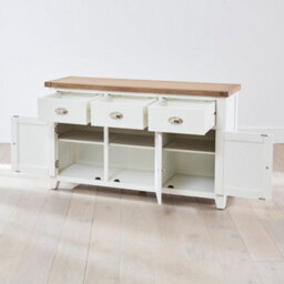 The Furniture Market Cheshire White Painted Large 3 Drawer 3 Door Sideboard - thumbnail 4