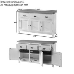 The Furniture Market Cheshire White Painted Large 3 Drawer 3 Door Sideboard - thumbnail 8