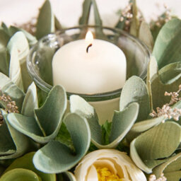 Dibor Set Of 2 Floral Green Table Decoration Christmas Candle Holders - thumbnail 4