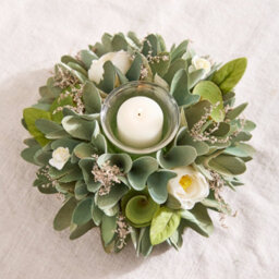 Dibor Set Of 2 Floral Green Table Decoration Christmas Candle Holders - thumbnail 3