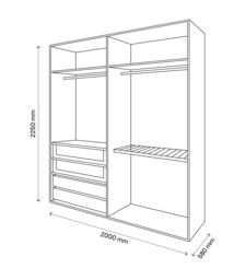 GoodHome Atomia Freestanding White Particle Board Wardrobe, Clothing & Shoes Organiser (H)2250mm (W)2000mm (D)655mm - thumbnail 6