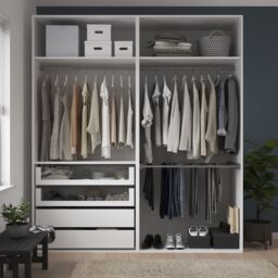 GoodHome Atomia Freestanding White Particle Board Wardrobe, Clothing & Shoes Organiser (H)2250mm (W)2000mm (D)655mm - thumbnail 3