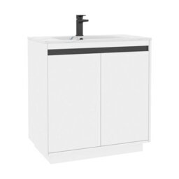 Royal Bathrooms Orion 800mm Matt White 2 Door Floor Standing Bathroom Vanity Unit With Carrara White Basin & Black Accent Trim - thumbnail 7