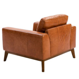 Angel Cerda Elegant Brown Leather Armchair With Walnut Legs - thumbnail 6