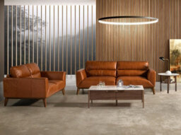 Angel Cerda Elegant Brown Leather Armchair With Walnut Legs - thumbnail 5