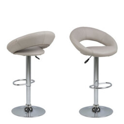 Furniture To Go Plump Light Grey Swivel Bar Stool With Open Back - thumbnail 1