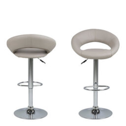 Furniture To Go Plump Light Grey Swivel Bar Stool With Open Back - thumbnail 2