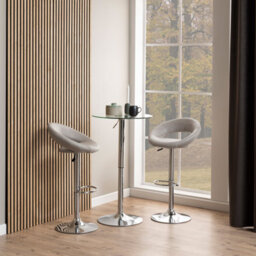 Furniture To Go Plump Light Grey Swivel Bar Stool With Open Back - thumbnail 4