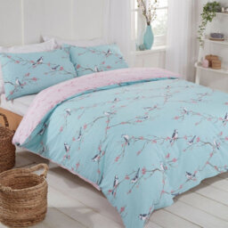 Ohs Blossom Bird Duvet Cover With Pillowcase Bedding, Duck Egg - King - thumbnail 2