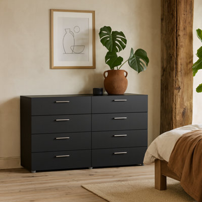 Wyld Haus Daejeon Black Wide Wooden Chest Of 8 Drawers - image 1