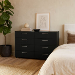 Wyld Haus Daejeon Black Wide Wooden Chest Of 8 Drawers - thumbnail 2