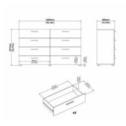 Wyld Haus Daejeon Black Wide Wooden Chest Of 8 Drawers - thumbnail 5