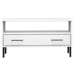 Walplus Coffee Table With Metal Legs White 85X50X45Cm Solid Wood Oslo - thumbnail 4
