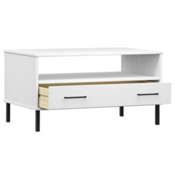 Walplus Coffee Table With Metal Legs White 85X50X45Cm Solid Wood Oslo - thumbnail 5