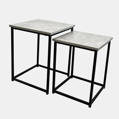 Ohs Manhattan Set Of 2 Square Nest Of Tables Modern End Side Coffee Table - Grey - image 1