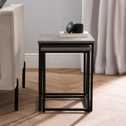 Ohs Manhattan Set Of 2 Square Nest Of Tables Modern End Side Coffee Table - Grey - thumbnail 3