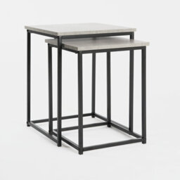 Ohs Manhattan Set Of 2 Square Nest Of Tables Modern End Side Coffee Table - Grey - thumbnail 6