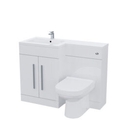 Nes Home 1100mm Left Hand Vanity Sink Basin Unit Back To Wall Wc Toilet Bathroom Suite Debra - thumbnail 7