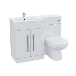 Nes Home 1100mm Left Hand Vanity Sink Basin Unit Back To Wall Wc Toilet Bathroom Suite Debra - thumbnail 6
