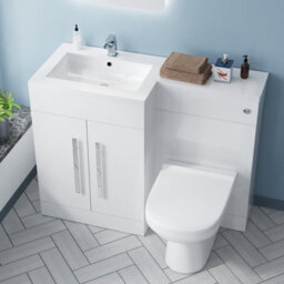 Nes Home 1100mm Left Hand Vanity Sink Basin Unit Back To Wall Wc Toilet Bathroom Suite Debra - thumbnail 3