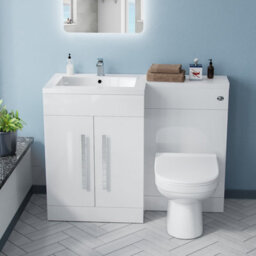 Nes Home 1100mm Left Hand Vanity Sink Basin Unit Back To Wall Wc Toilet Bathroom Suite Debra - thumbnail 2