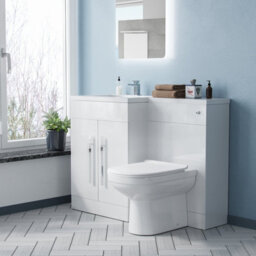 Nes Home 1100mm Left Hand Vanity Sink Basin Unit Back To Wall Wc Toilet Bathroom Suite Debra - thumbnail 5