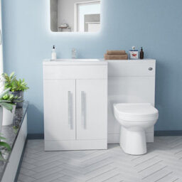 Nes Home 1100mm Left Hand Vanity Sink Basin Unit Back To Wall Wc Toilet Bathroom Suite Debra - thumbnail 4