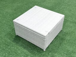 Fimous Wicker Pe Rattan Sofa Garden Furniture Set Armchair Square Coffee Table 2 Small Stools 2 Side Tables Light Grey - thumbnail 5