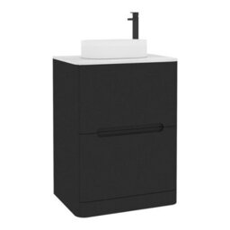Royal Bathrooms Venice 600mm Matt Nocturne Black Freestanding Bathroom Countertop Vanity Unit 2 Drawer With Lyon Basin - thumbnail 7