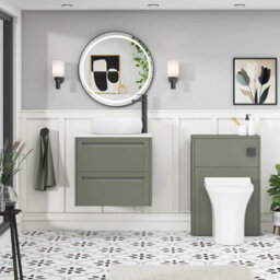 Royal Bathrooms Royal Bathroom Elmore 600mm Matt Green Wall Mounted Bathroom Vanity Unit 2 Drawer Plain White Worktop With Milan Basin - thumbnail 5