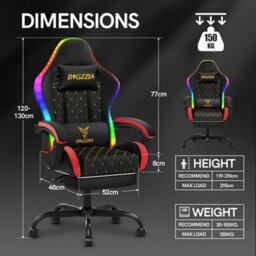 Onemill Gaming Chair With Led Lights,ergonomic Racing Style Recliner With Lumbar Support, Footrest - thumbnail 2