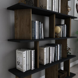 Decorotika 5-Tier Grace Bookcase Bookshelf Shelving Unit Display Unit - Black And Oak Pattern - thumbnail 3