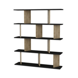 Decorotika 5-Tier Grace Bookcase Bookshelf Shelving Unit Display Unit - Black And Oak Pattern - thumbnail 5