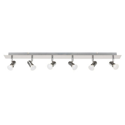 Valuelights Consul Silver Ceiling Bar Spotlight Includes 6 X Led Cool White 6500K Bulbs - image 1