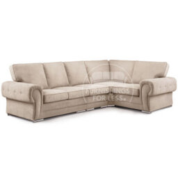 Furnishings For Less UK Milan 5 Seater Long L Shaped Corner Sofa Full Back Chesterfield Arms Mink Right Hand Facing - thumbnail 1
