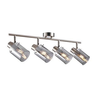 Luminosa Lighting Luminosa Sardo Ceiling Spotlight Bar Silver, Smoked 4Xe14